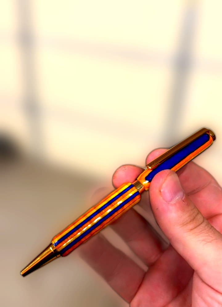 Orange & Blue Striped Pen